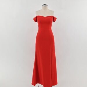 JJs House Off Shoulder Mermaid Gown Womens Size 4 Red Formal Prom Event Dress